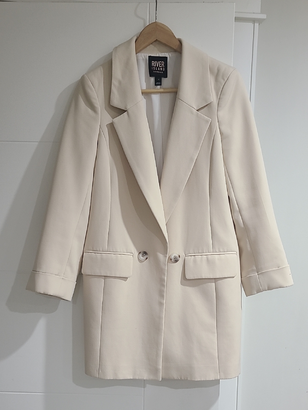 River Island Cream Tailored Longline Blazer
